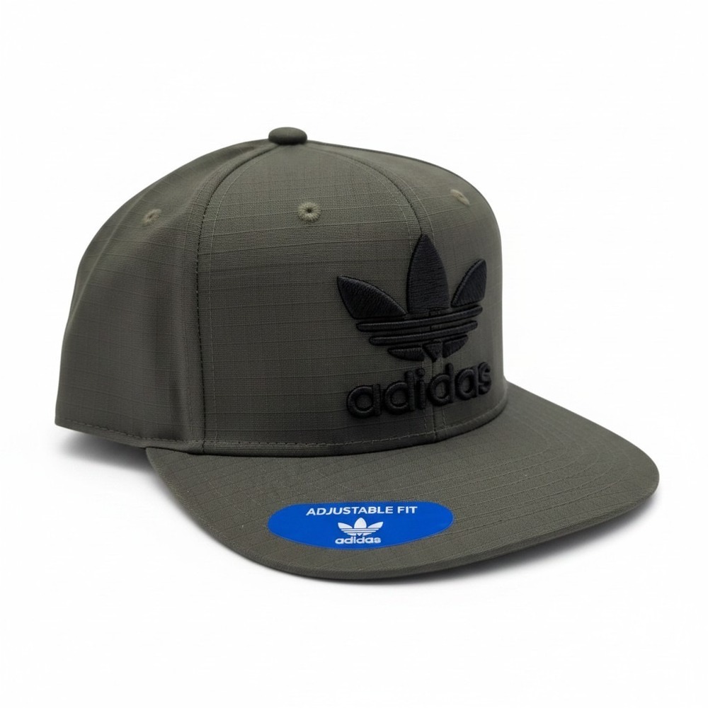 Adidas Originals Trefoil Plus Snapback Hat Olive Cargo Ripstop BH6398 OSFM NEW